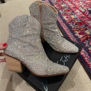Betsey Johnson Silver Sparkle boots